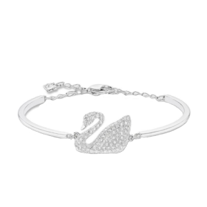 Swarovski Jewelry Women’s Swan Clear Crystal Pave Bangle Rhodium Plated Elegant 5011990