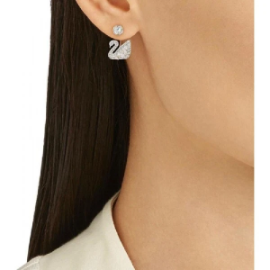 Alternative view of Swarovski Women’s Stud Earrings White Crystal Rhodium Plated 5210459