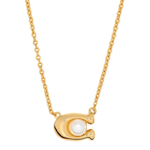 Coach Women’s Signature “C” Faux Pearl Gold-Tone Plated Brass Pendant Necklace 216814180