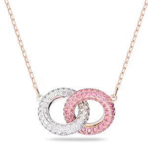 Swarovski Women’s Dextera Necklace Intertwined Circles Pink Rose Gold-Tone Plated 5642884