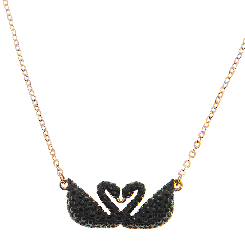 Swarovski Women’s Iconic Swan Double Necklace Black 5296468
