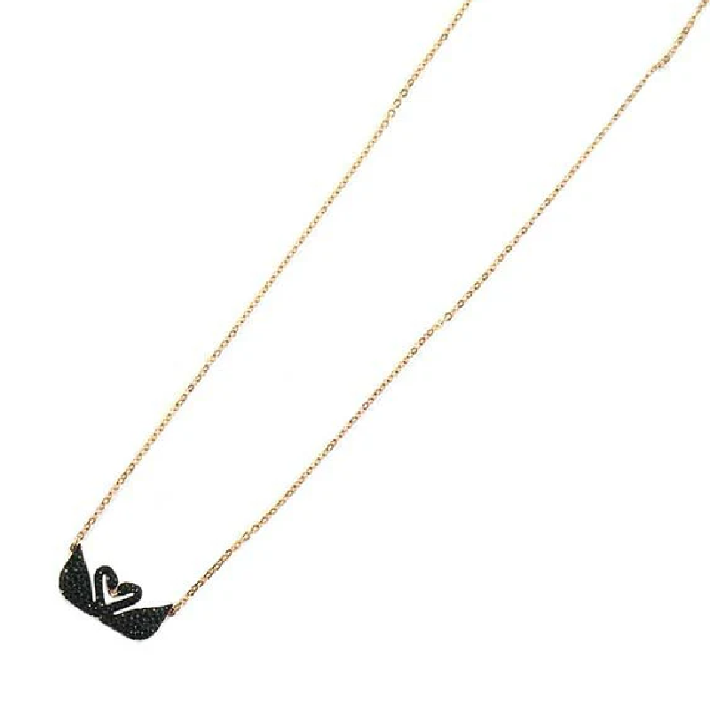 Swarovski Women’s Iconic Swan Double Necklace Black 5296468