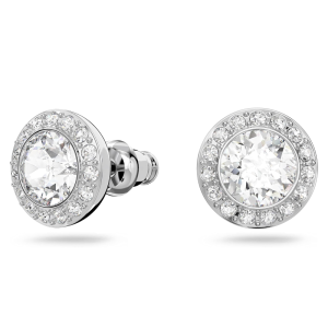 Swarovski Women’s Una Angelic Stud Earrings Round Cut White Rhodium Plated 1081942