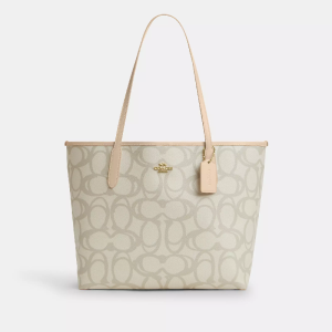 Coach City Tote in Sketch Signature Canvas Spacious Everyday Shoulder Tote Bag (Size: L33.0cm H29.2cm W15.9cm) CBH89-1