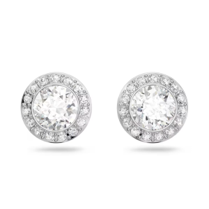 Swarovski Women’s Una Angelic Stud Earrings Round Cut White Rhodium Plated 1081942
