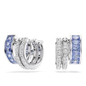 Swarovski Women’s Connexus Hoop Earrings Mixed Cuts Blue Rhodium Plated 5690030