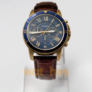 Fossil Men’s Quartz Brown Leather Strap Blue Dial 44mm Watch FS5268