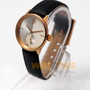 Calvin Klein Women’s Swiss Made Quartz Black Leather Strap Silver & White Dial 32mm Watch K2Y236K6