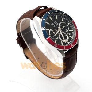 Hugo Boss Men’s Quartz Dark Brown Leather Strap Black Dial 45mm Watch 1514099 (Shelf Leftover)