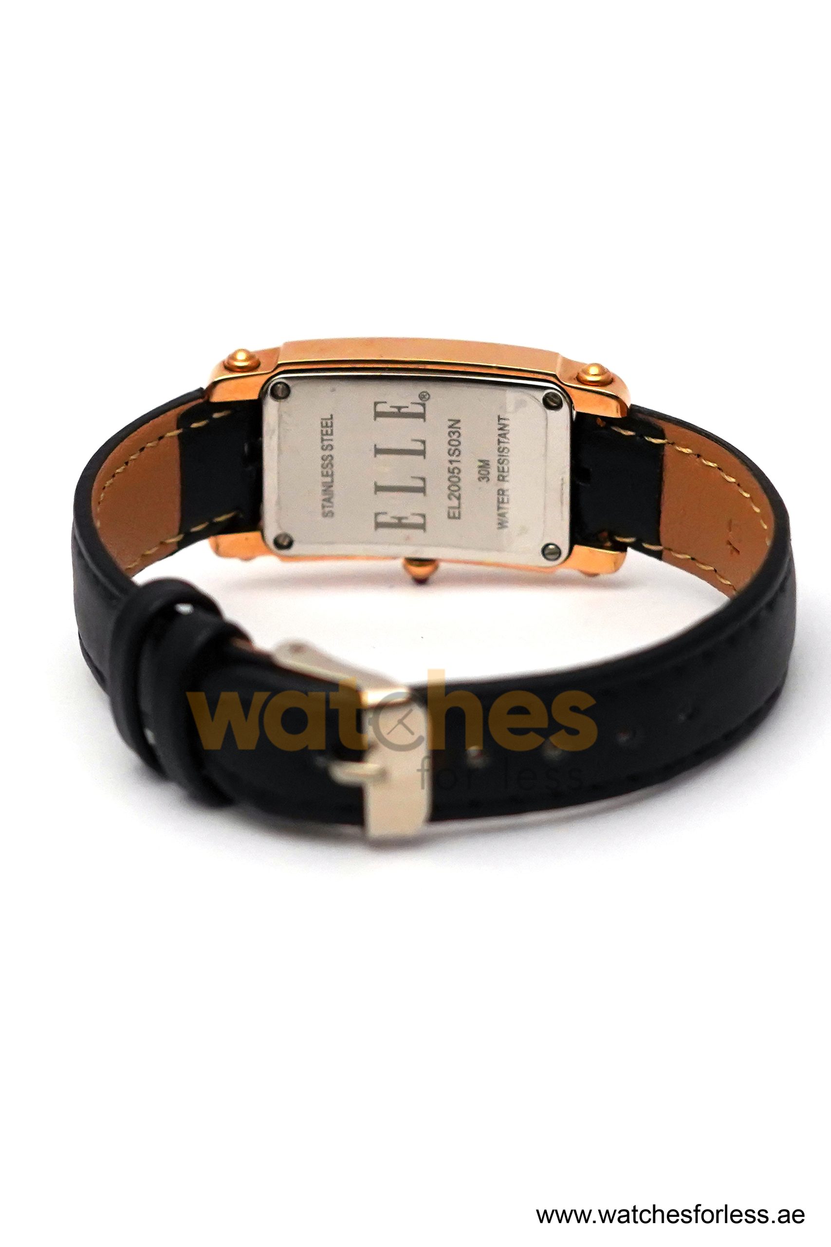 Elle Women’s Quartz Black Leather Strap Pink Mother Of Pearl Dial 23mm Watch EL20051SO3N (Shelf Leftover) - Image 6