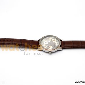 Alternative view of Elle Women’s Quartz Dark Brown Leather Strap Silver & Mother Of Pearl Dial 45mm (Three Time Zone) Watch EL20070S01C/1 (Shelf Leftover)