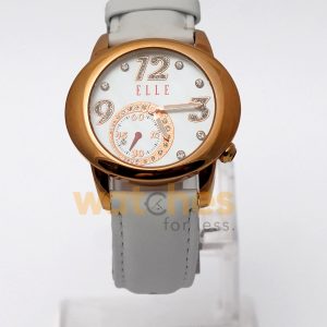 Elle Women’s Quartz White Leather Strap Mother Of Pearl Dial 40mm Watch EL20049S046N (Shelf Leftover)