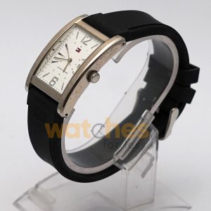 Tommy Hilfiger Men’s Quartz Black Silicone Strap White Dial 30mm Watch 1710277 (Shelf Leftover)
