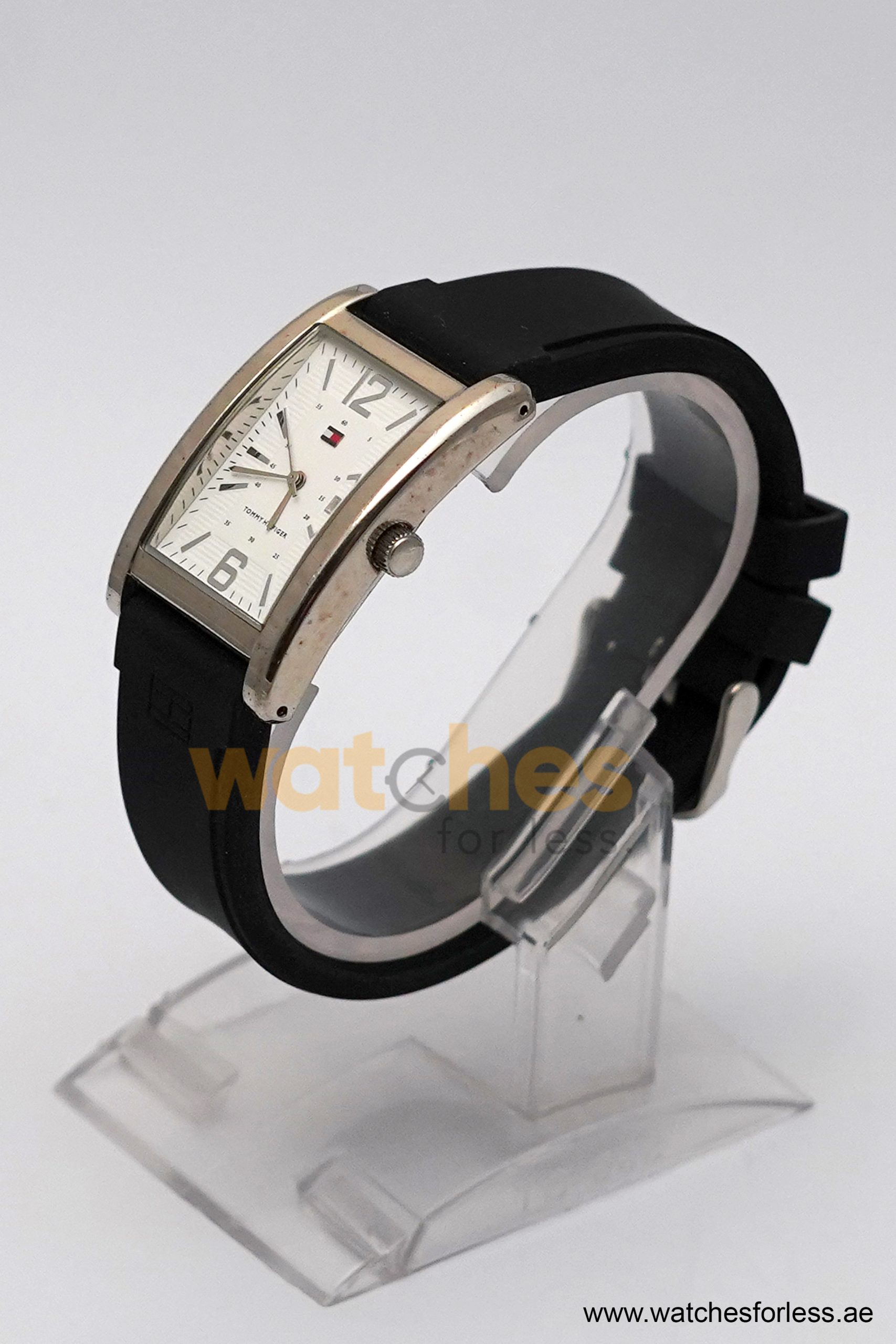 Tommy Hilfiger Men’s Quartz Black Silicone Strap White Dial 30mm Watch 1710277 (Shelf Leftover)