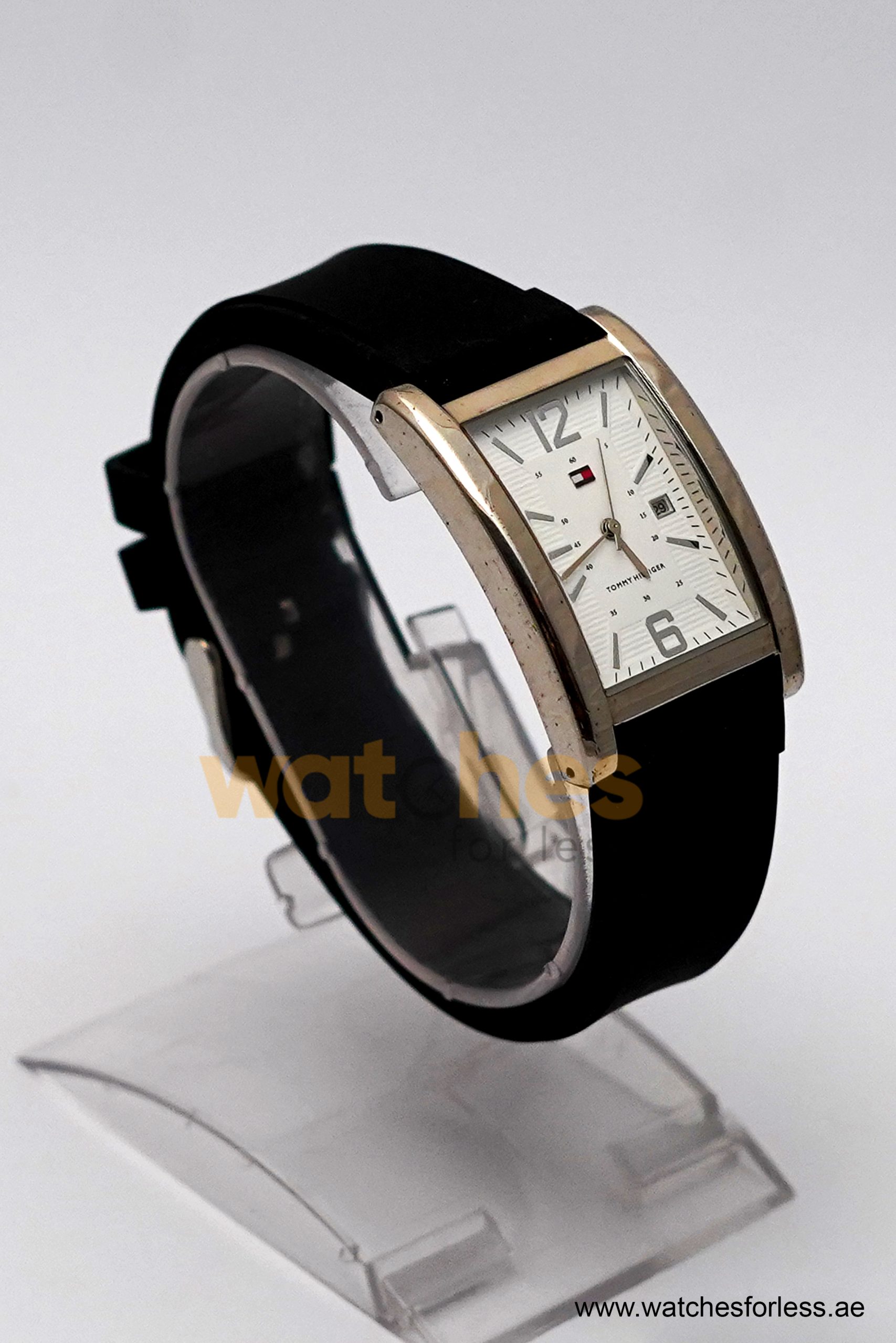 Tommy Hilfiger Men’s Quartz Black Silicone Strap White Dial 30mm Watch 1710277 (Shelf Leftover)