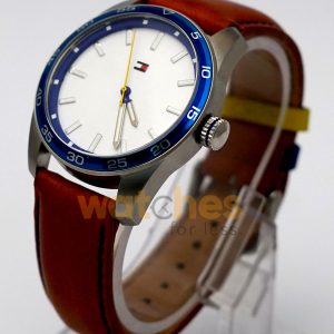 Tommy Hilfiger Men’s Quartz Brown Leather Strap Silver Dial 42mm Watch 1790928 (Shelf Leftover) - Image 4