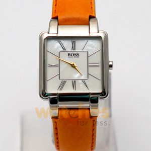 Alternative view of Hugo Boss Women’s Quartz Orange Leather Strap Mother Of Pearl Dial 31mm Watch 1502157 (Shelf Leftover)