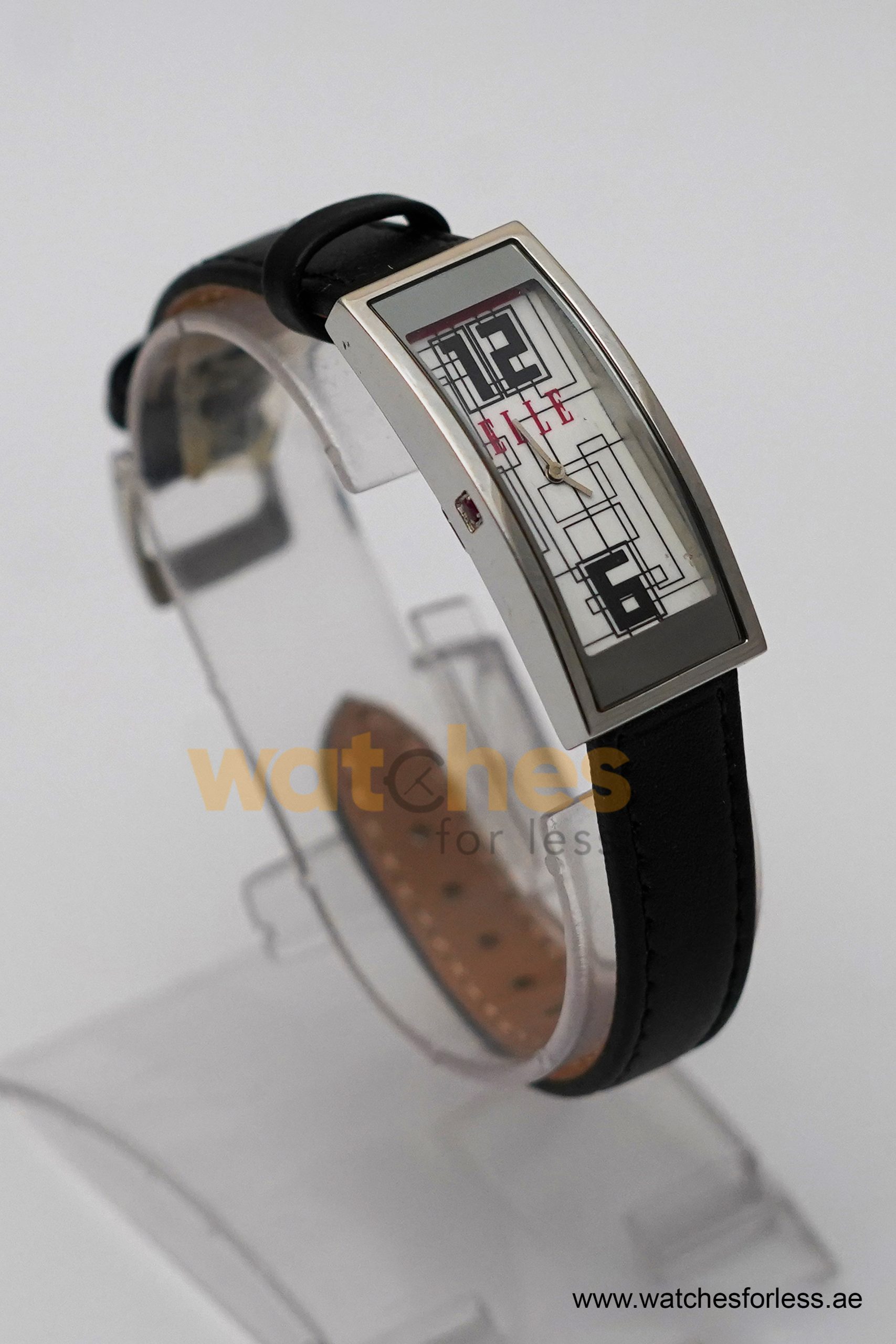 Elle Women’s Quartz Black Leather Strap White Line Multi Color Dial 19mm Watch EL20116SO2C (Shelf Leftover) - Image 6