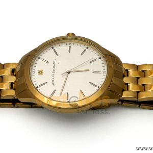 Armani Exchange Men’s Quartz Gold Stainless Steel Silver Sunray Dial 46mm Watch AX2145/1 (Shelf Leftover) - Image 4