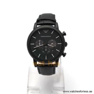 Emporio Armani Men’s Quartz Black Leather Strap Black Dial 46mm Watch AR11450 (Shelf Leftover)