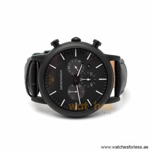 Alternative view of Emporio Armani Men’s Quartz Black Leather Strap Black Dial 46mm Watch AR11450 (Shelf Leftover)