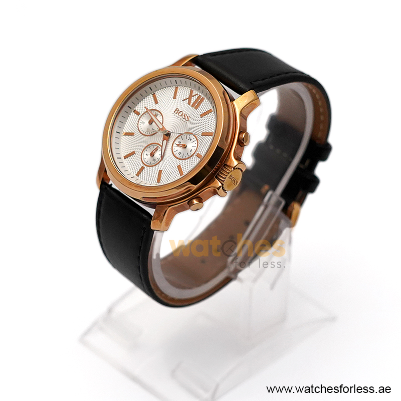 Hugo Boss Men’s Quartz Black Leather Strap White Dial 43mm Watch 1502214/1 (Shelf Leftover) - Image 5