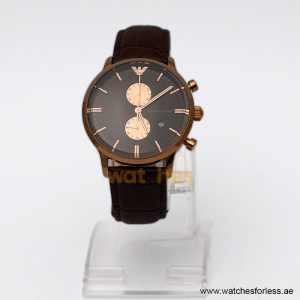 Emporio Armani Men’s Quartz Brown Leather Strap Brown Dial 40mm Watch AR0387 (Shelf Leftover)