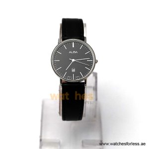 Alba by Seiko Women’s Quartz Black Leather Strap Black Dial 32mm Watch AH7M39X1/1