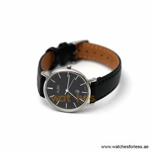 Alba by Seiko Women’s Quartz Black Leather Strap Black Dial 32mm Watch AH7M39X1/1
