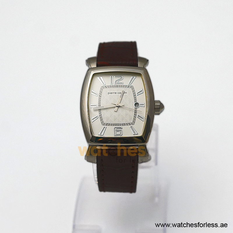Pierre Cardin Men’s Quartz Dark Brown Leather Strap White Dial 36mm Watch PC10028/W2