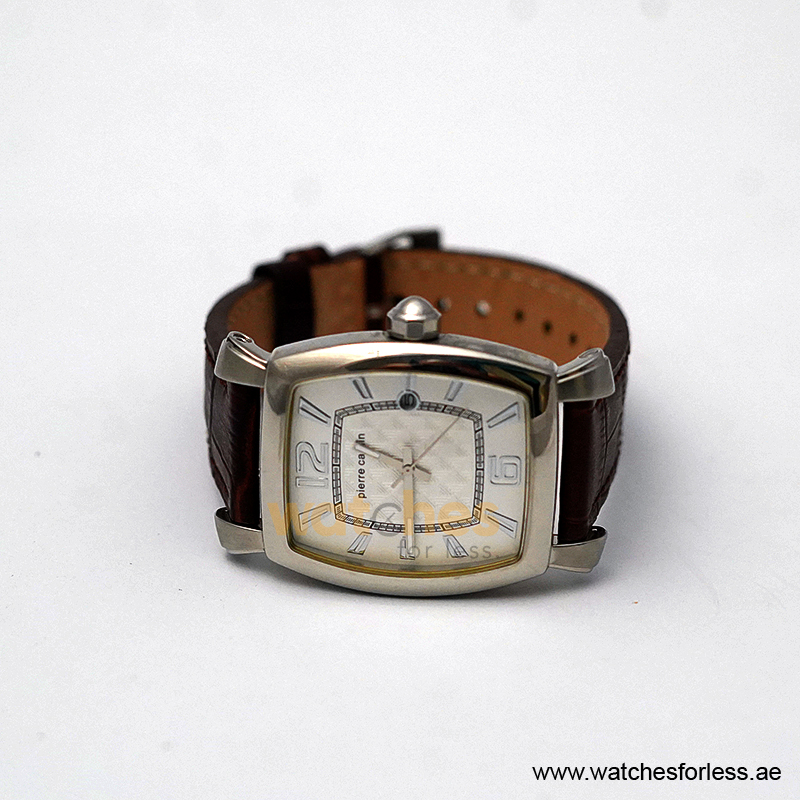 Pierre Cardin Men’s Quartz Dark Brown Leather Strap White Dial 36mm Watch PC10028/W2 (Shelf Leftover) - Image 2