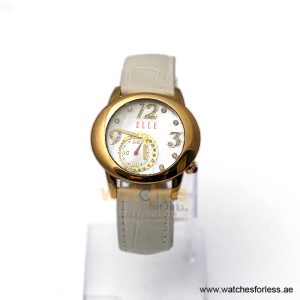 Elle Women’s Quartz White Leather Strap Mother Of Pearl Dial 40mm Watch EL20049S04N/1 (Shelf Leftover)