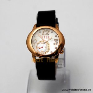 Elle Women’s Quartz Black Leather Strap Mother Of Pearl Dial 40mm Watch EL20049S046N/1 (Shelf Leftover)