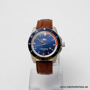 Lacoste Men’s Quartz Brown Leather Strap Blue Dial 44mm Watch 2010700/1 (Shelf Leftover)