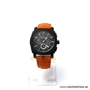 Fossil Men’s Quartz Orange Leather Strap Black Dial 45mm Watch FS4552/4 (Shelf Leftover)