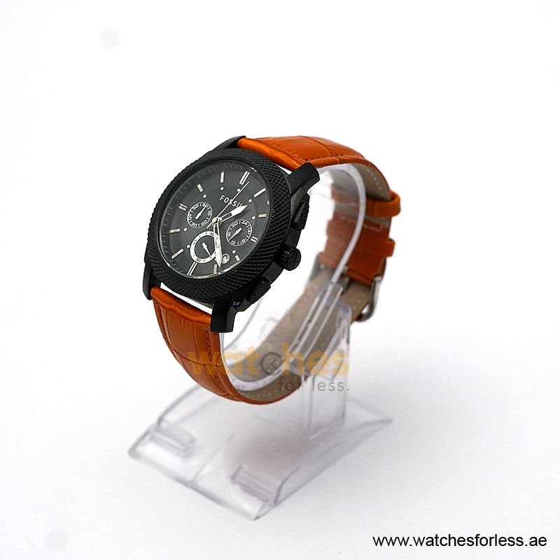 Fossil Men’s Quartz Orange Leather Strap Black Dial 45mm Watch FS4552/4 (Shelf Leftover) - Image 4