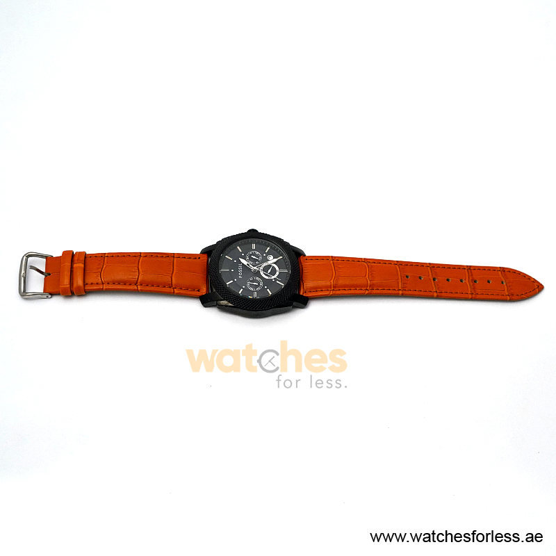 Fossil Men’s Quartz Orange Leather Strap Black Dial 45mm Watch FS4552/4 (Shelf Leftover) - Image 3
