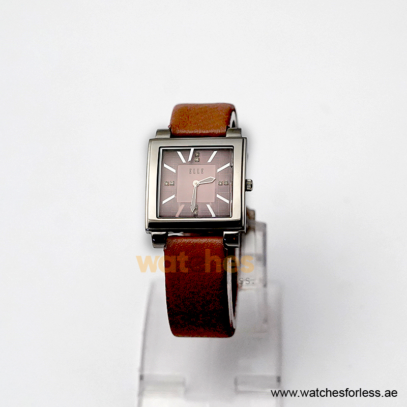 Elle Women’s Quartz Lavender Purple Leather Strap Pink Dial 32mm Watch 20027S04C/1 (Shelf Leftover)
