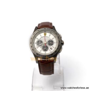 Ferrari Men’s Quartz Brown Strap White Dial 44mm Watch 830039/3 (Shelf Leftover)