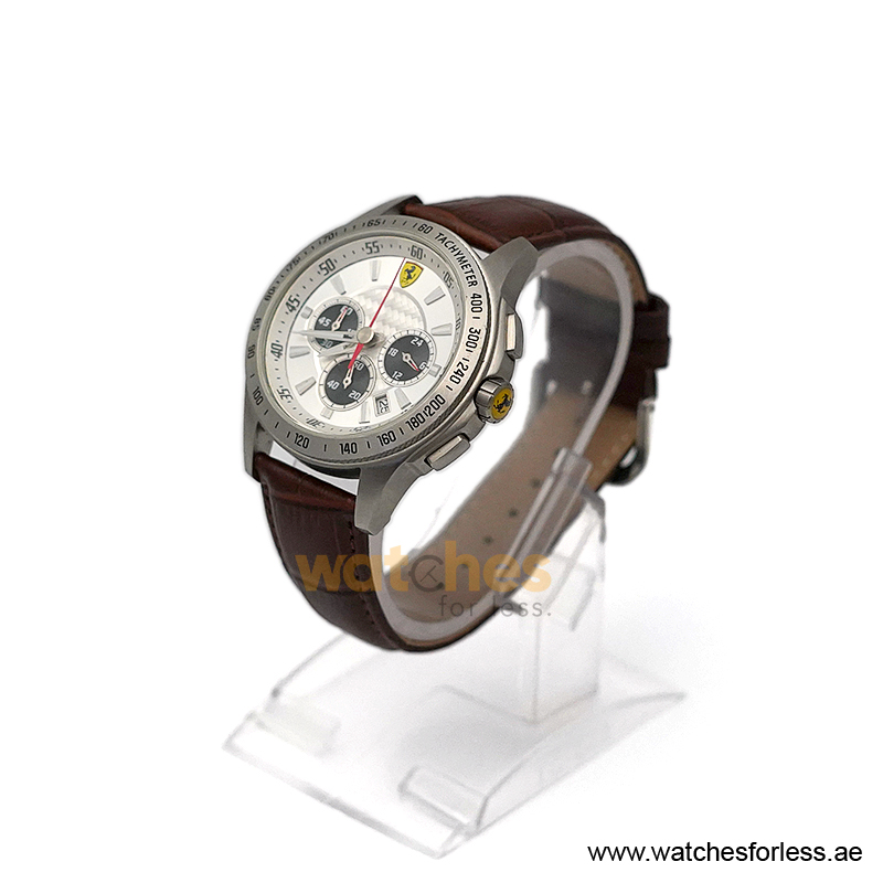Ferrari Men’s Quartz Brown Strap White Dial 44mm Watch 830039/3 (Shelf Leftover) - Image 4