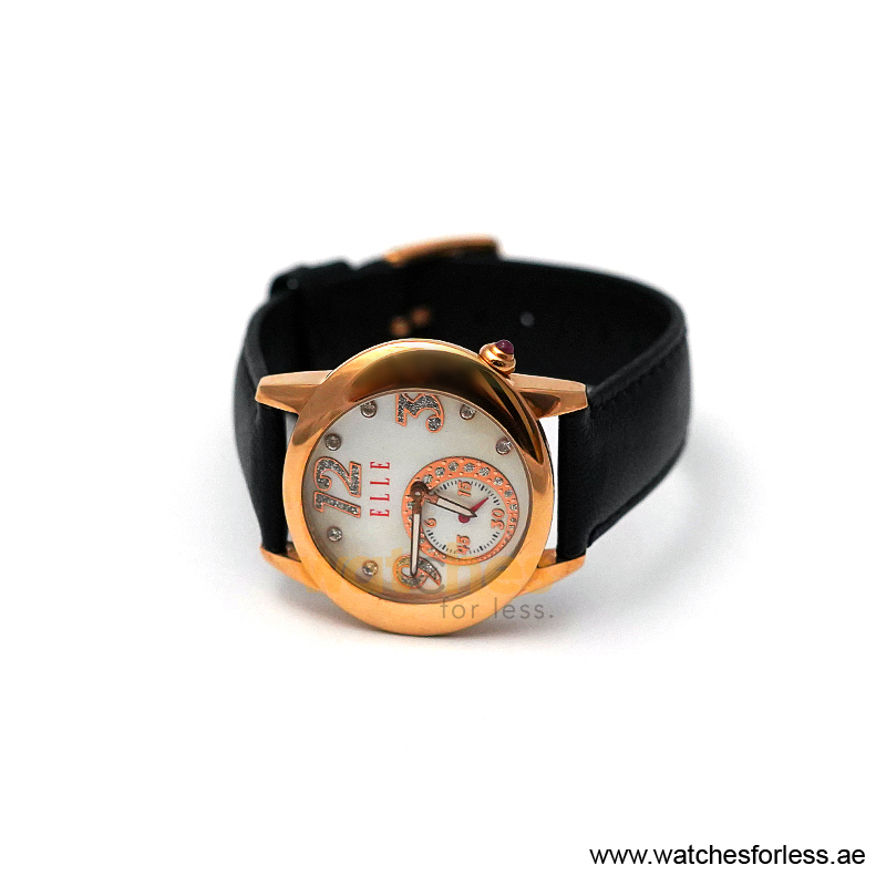 Elle Women’s Quartz Black Leather Strap Mother Of Pearl Dial 40mm Watch EL20049S03N/1 (Shelf Leftover) - Image 2