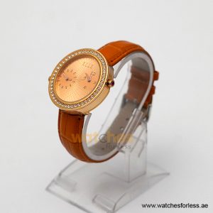 Elle Women’s Quartz Orange Leather Strap Gold Dial 41mm Dual Time Watch EL20038S42N (Shelf Leftover) - Image 4