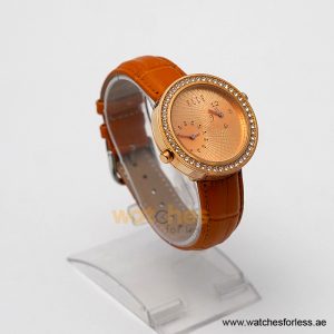 Elle Women’s Quartz Orange Leather Strap Gold Dial 41mm Dual Time Watch EL20038S42N (Shelf Leftover) - Image 3