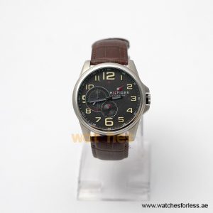 Tommy Hilfiger Men’s Quartz Brown Leather Strap Black Dial 46mm Watch 1791004/2 (Shelf Leftover)