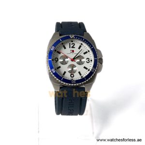 Tommy Hilfiger Men’s Quartz Blue Silicone Strap White Dial 42mm Watch 1790552 (Shelf Leftover)