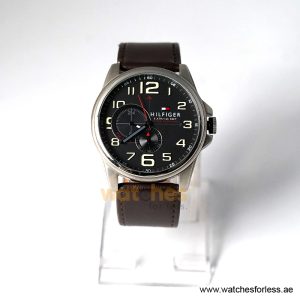 Tommy Hilfiger Men’s Quartz Dark Brown Leather Strap Black Dial 46mm Watch 1791004/3 (Shelf Leftover)