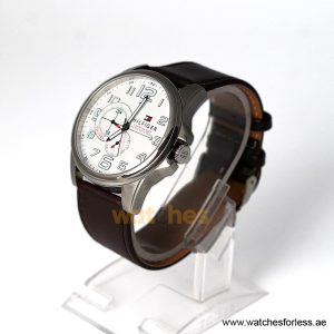 Alternative view of Tommy Hilfiger Men’s Quartz Dark Brown Leather Strap White Dial 46mm Watch 1791007/4 (Shelf Leftover)