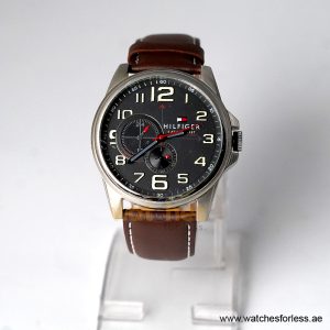 Tommy Hilfiger Men’s Quartz Dark Brown Leather Strap Black Dial 46mm Watch 1791004/4 (Shelf Leftover)