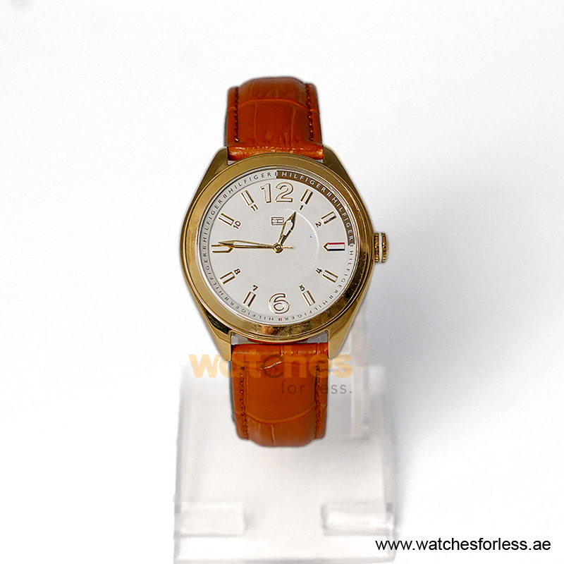 Tommy Hilfiger Women’s Quartz Orange Leather Strap White 40mm Watch 1781368-1 (Shelf Leftover)