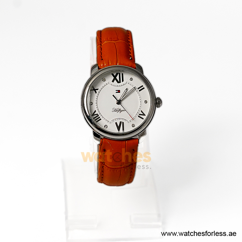 Tommy Hilfiger Women’s Quartz Orange Leather Strap White Dial 36mm Watch 1781016 (Shelf Leftover)
